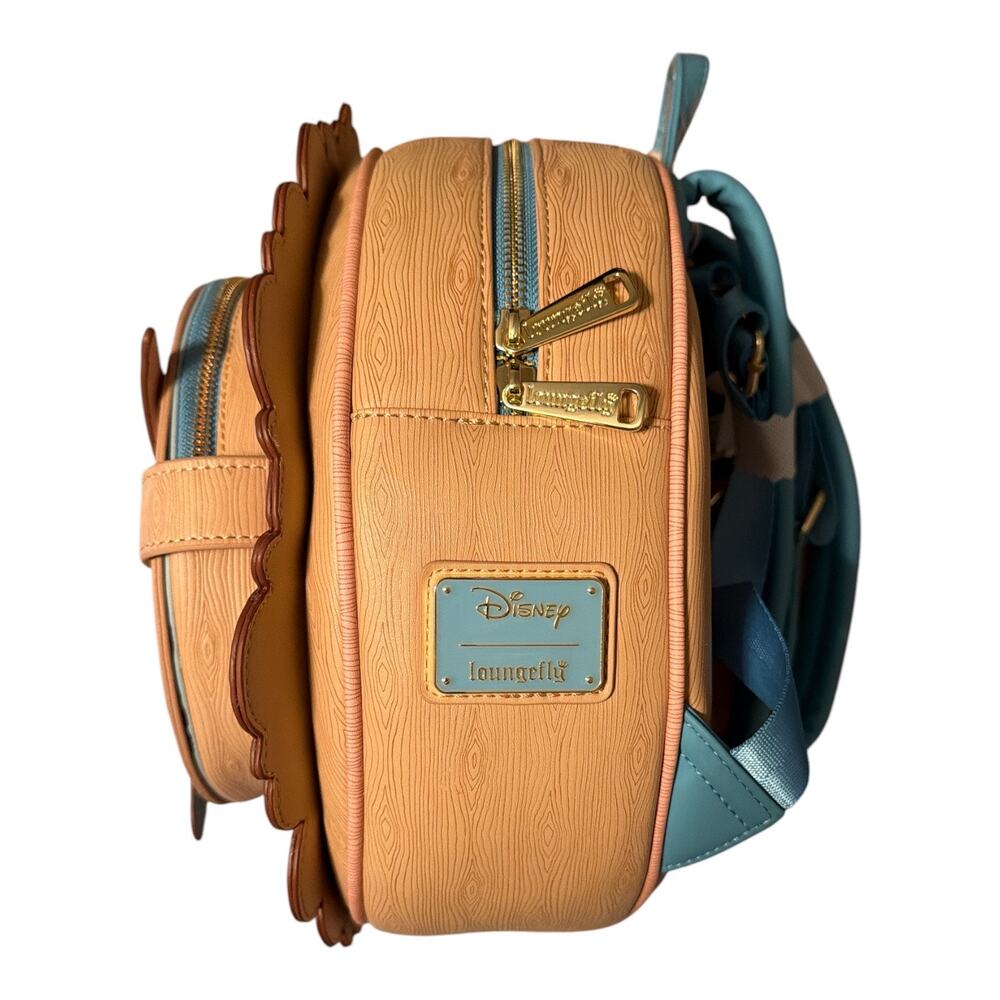 Loungefly Disney Pinocchio Wood Frame Portrait Figural Mini Backpack NWT - Picture 3 of 5